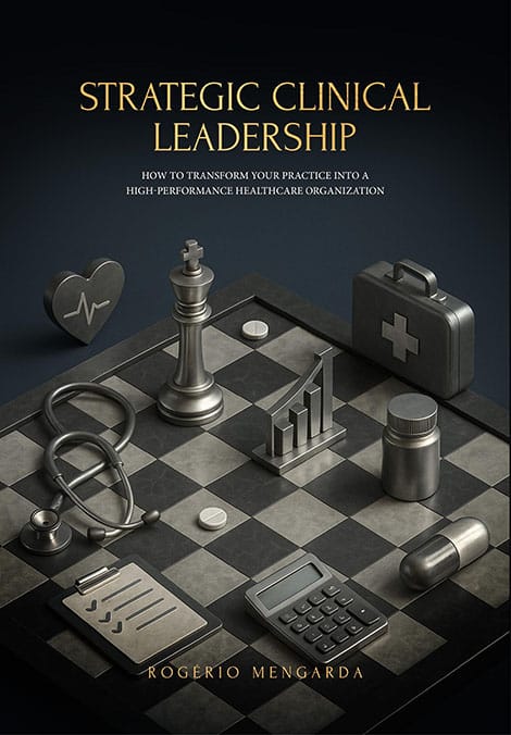 capa-EN_ajuste Book cover of Strategic Clinical Leadership, a guide on clinic management by Dr. Rogério Mengarda